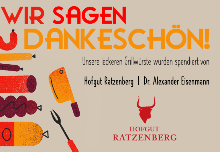 Das Hofgut Ratzenberg spendiert Grillwürste für unser Schulfest